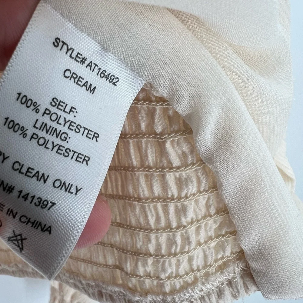 ASTR Puff Sleeve Square Neck Ruched Draped Smocked Blouse Top